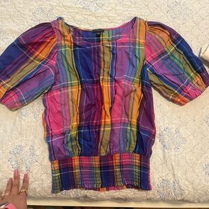 Ann Taylor Multicolor Plaid Top